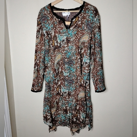 Cocoon Bay 2pc Set M Paisley Crinkle Top & Asym Midi Skirt Boho Lagenlook - Picture 2 of 10